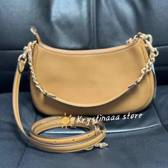 Coach Teri Shoulder Bag With Butterfly Applique CAJ97Honey brown NWT